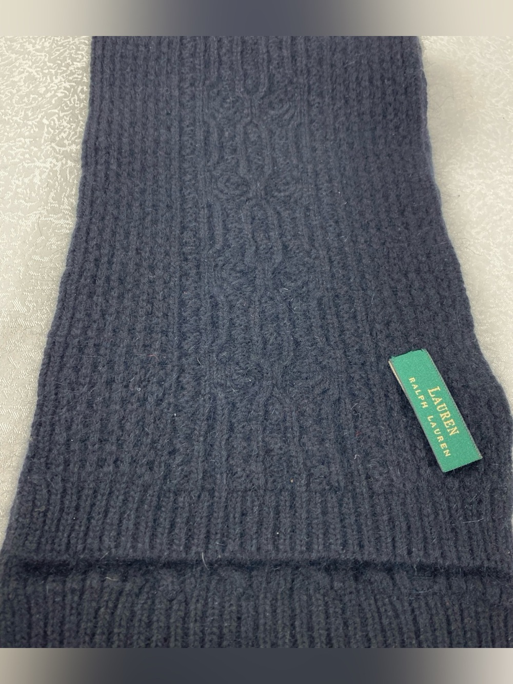 Lauren Ralph Lauren Wool Angora Black Scarf Cable Knit Green Label Unisex